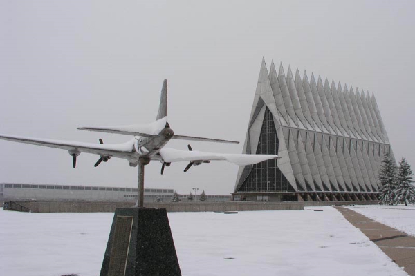 Chapel at the Air Force Academy in the snow, Colorado Springs